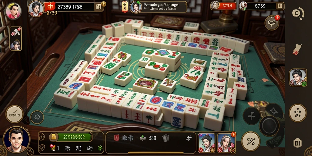 Tampilan grafis menarik dari gameplay Mahjong 2739.