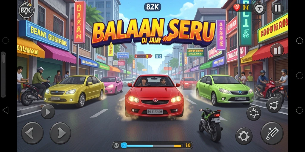 Gameplay seru balapan di dalam 8ZK dengan trek menantang.
