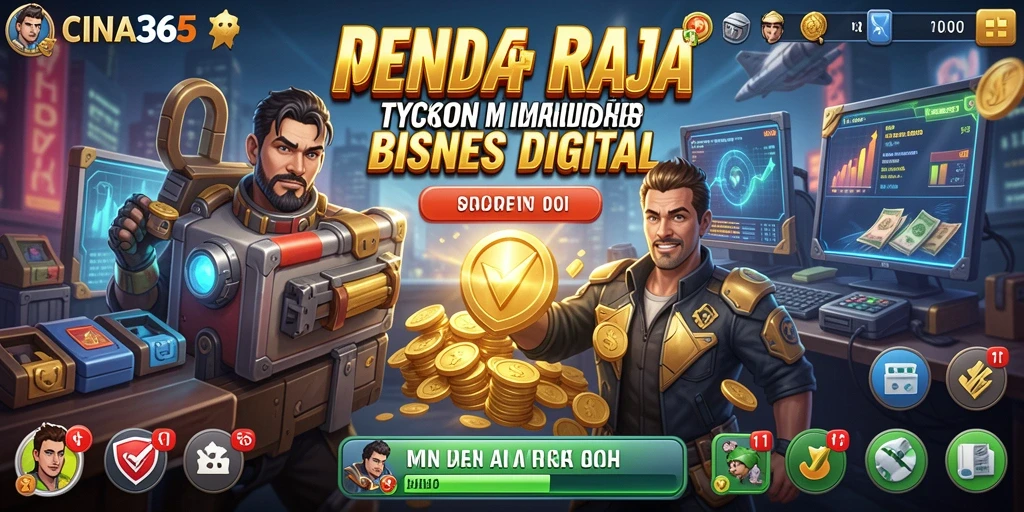 Tangkapan layar menunjukkan pemain berinteraksi dengan berbagai aspek bisnis di CINA365.