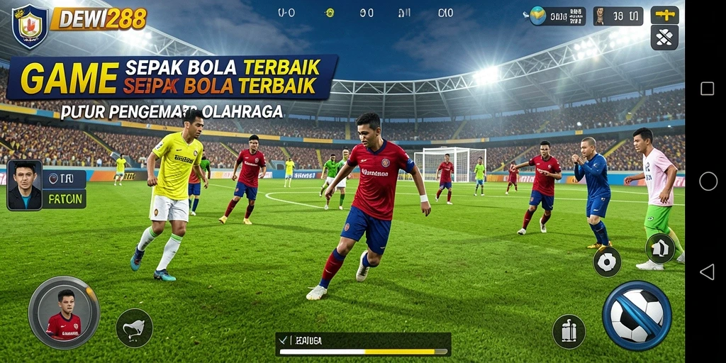 Screenshot DEWI288 menampilkan aksi seru di lapangan sepak bola.