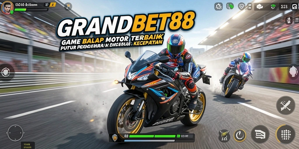 Tampilan aksi balap motor dalam GRANDBET88 yang mendebarkan.