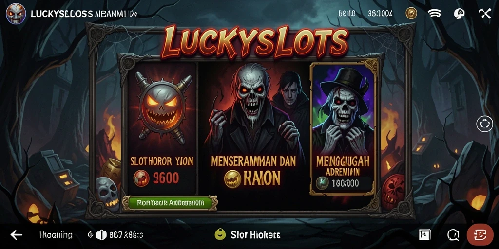 Tampilan seram dari gameplay LUCKYSLOTS yang mendebarkan.