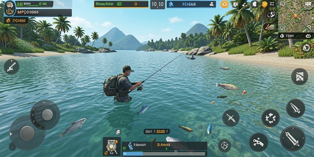 Gameplay seru MPO666 yang menampilkan pemancing menangkap ikan besar.