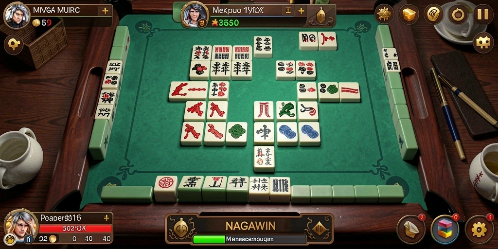 Tampilan gameplay Mahjong NAGAWIN yang menarik dan interaktif.