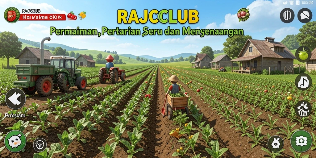 Screenshot RAJACLUB menampilkan proses gameplay bertani yang imersif.