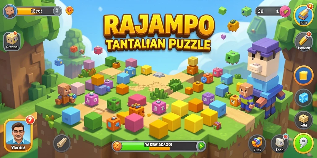 Tampilan gameplay menarik dari RAJAMPO yang menampilkan level puzzle.