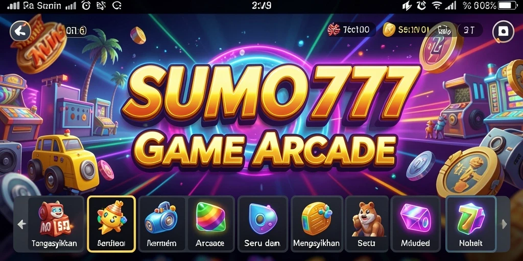 Screenshot SUMO777 menampilkan tindakan seru dan grafis menawan dalam game Arcade.