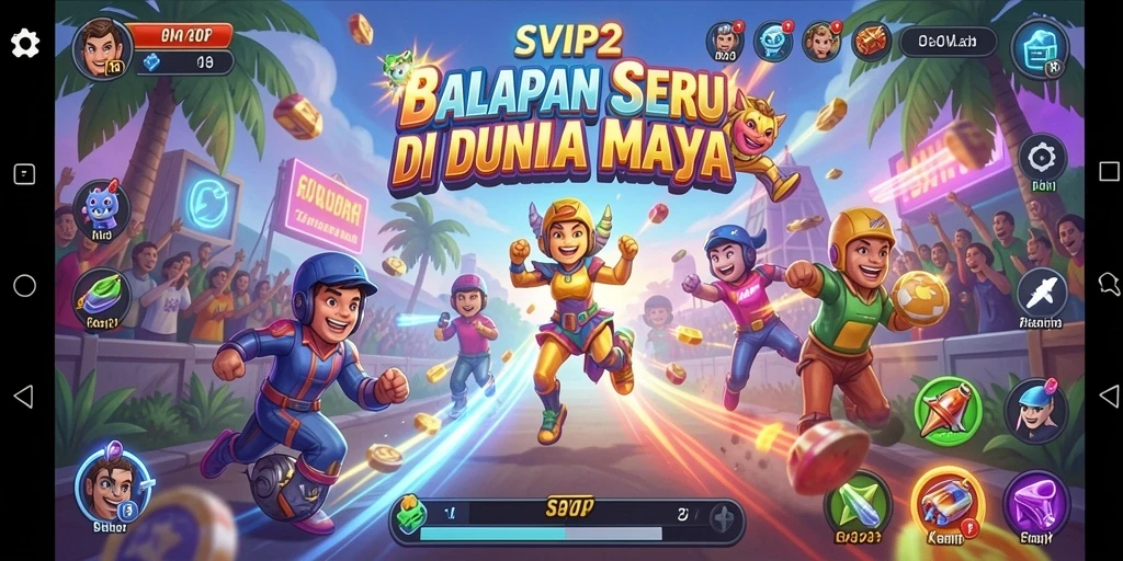 Tampilan utama gameplay SVIP2 yang menampilkan kecepatan dan kecanggihan mobil balap.